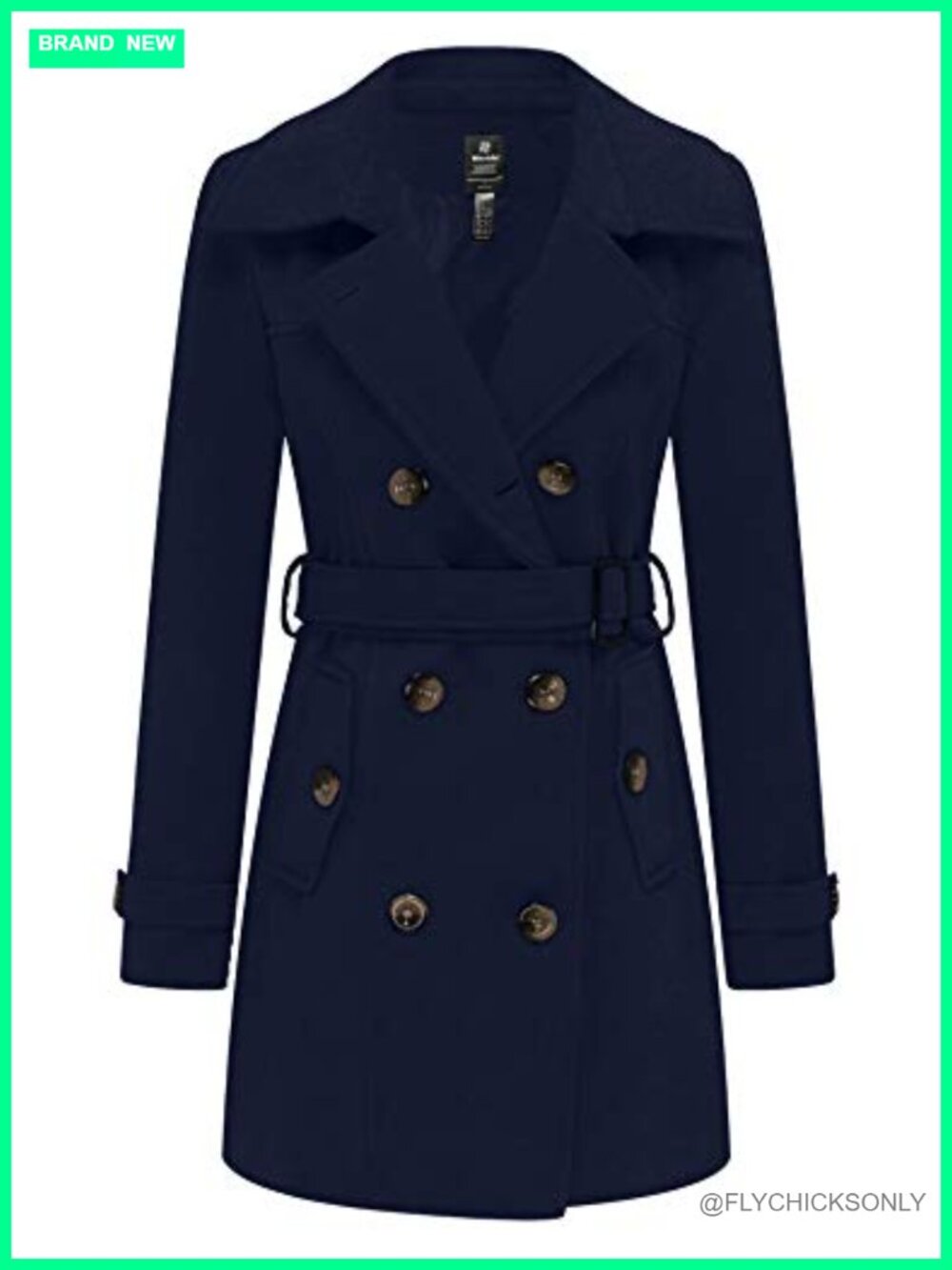 Women's Double Breasted Pea Coat Winter Mid-Long Trench Coat